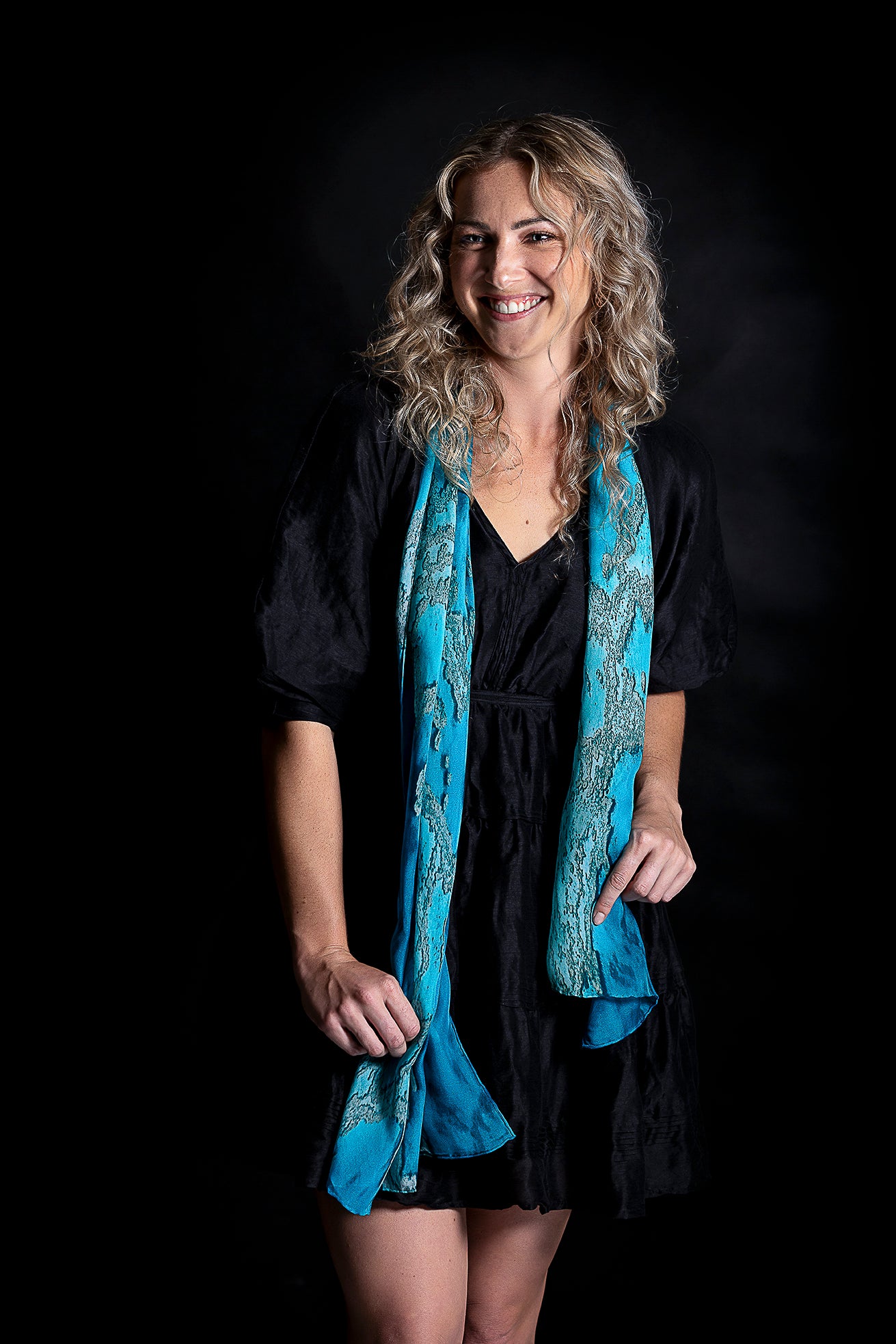 Silk Scarf Coral Veins Ocean Print 100% Silk Whitsundays