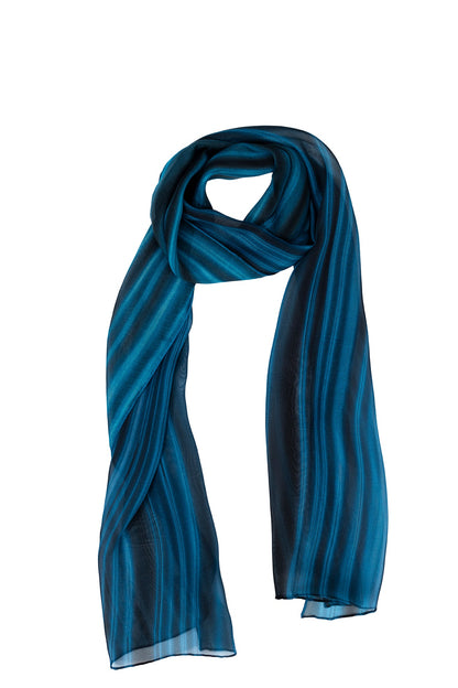 Silk Scarf Deep Blue Ocean Print 100% Silk Whitsundays 