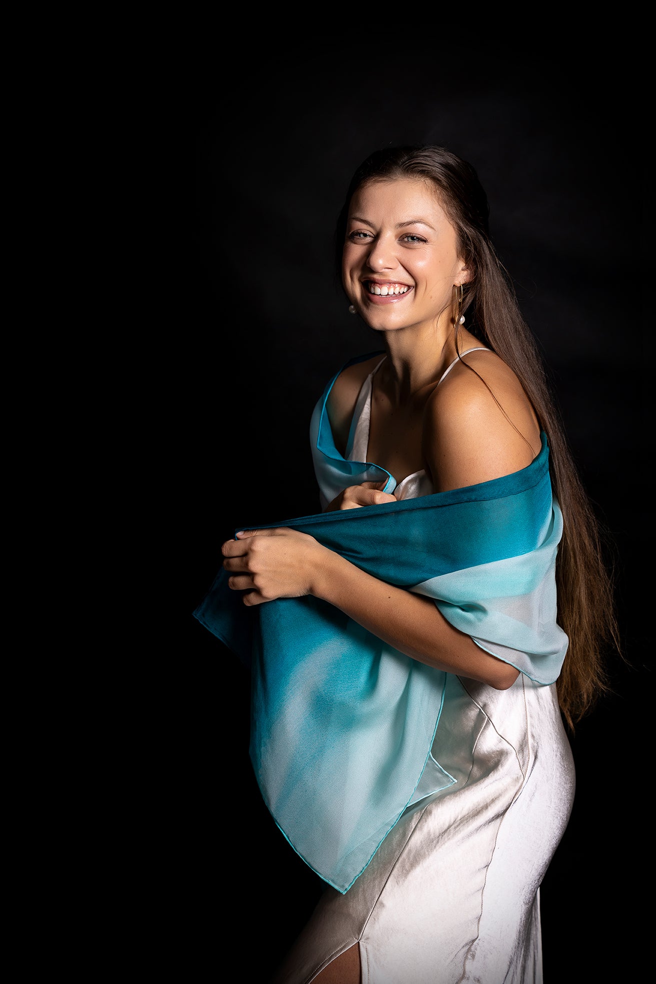 Silk Scarf Comet Ocean Print 100% Silk Whitsundays