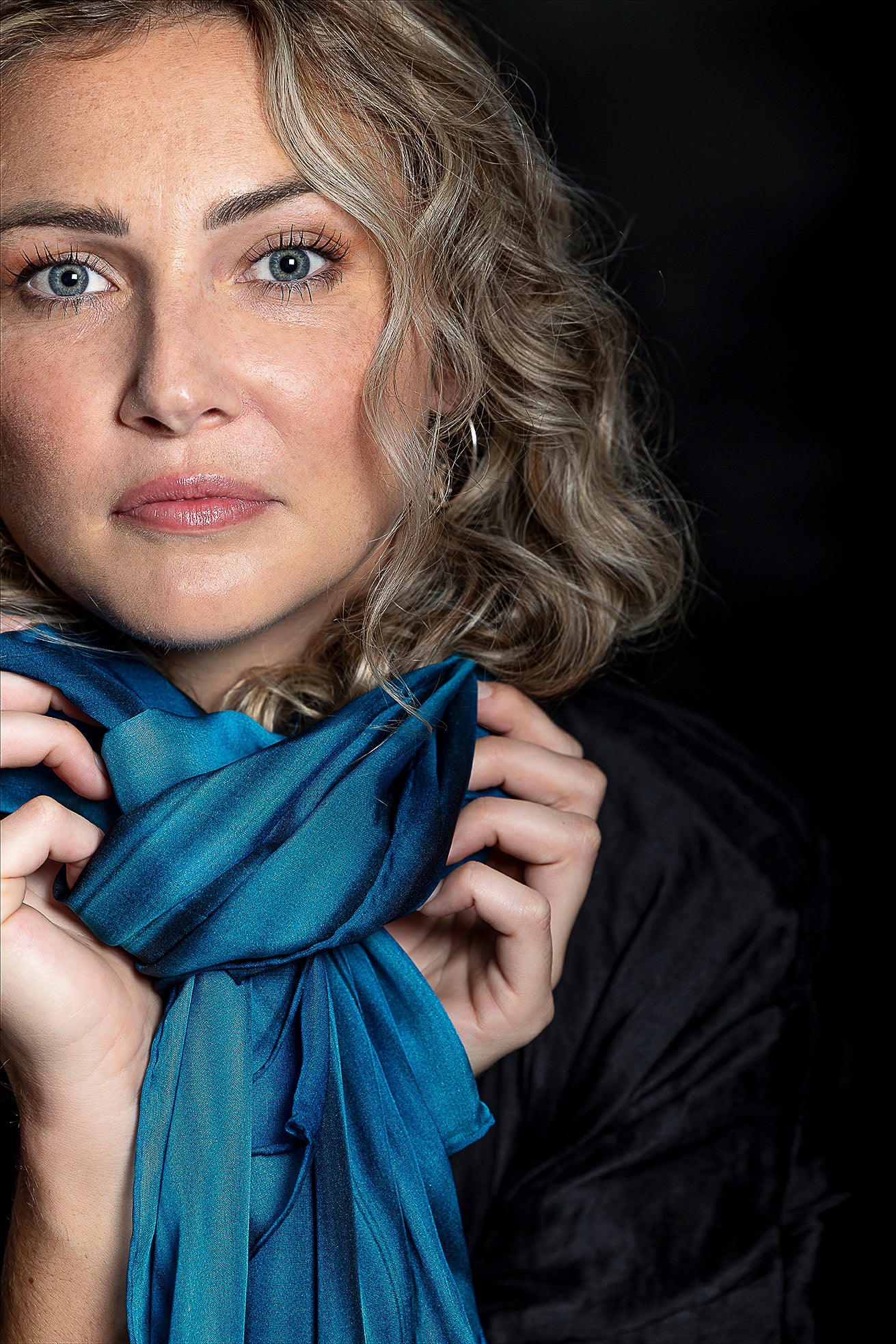 Silk Scarf Deep Blue Ocean Print 100% Silk Whitsundays 