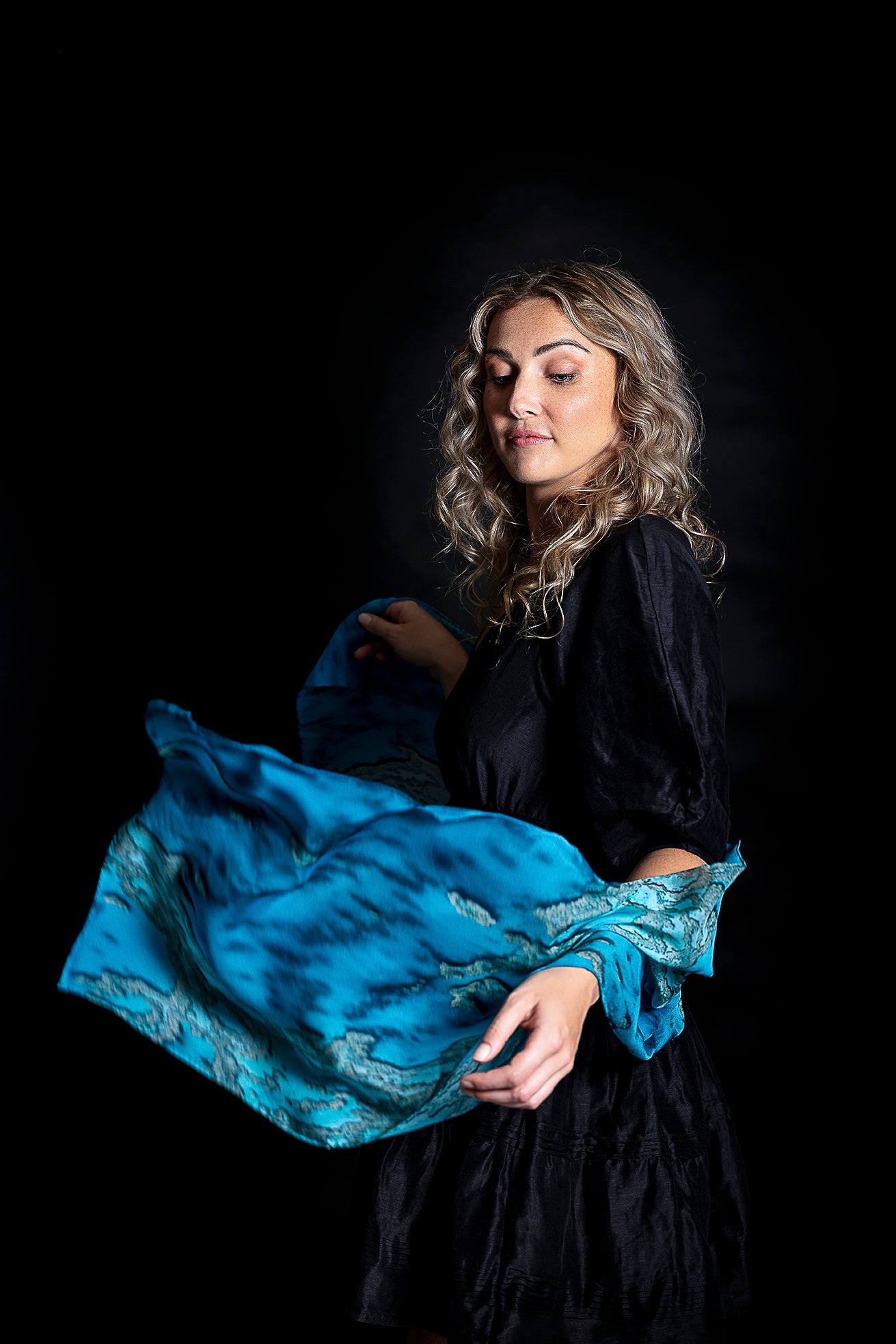 Silk Scarf Coral Veins Ocean Print 100% Silk Whitsundays