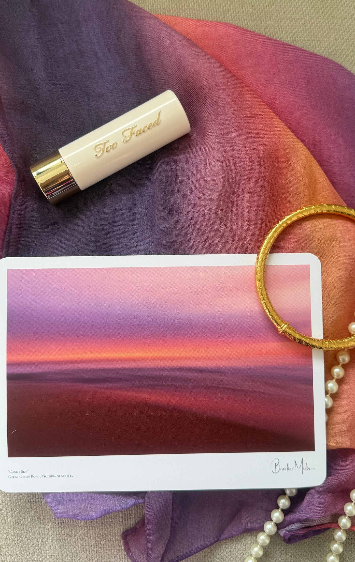 Silk Scarf  'Candy Skies' - 100% Silk