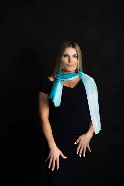 Silk Scarf Comet Ocean Print 100% Silk Whitsundays