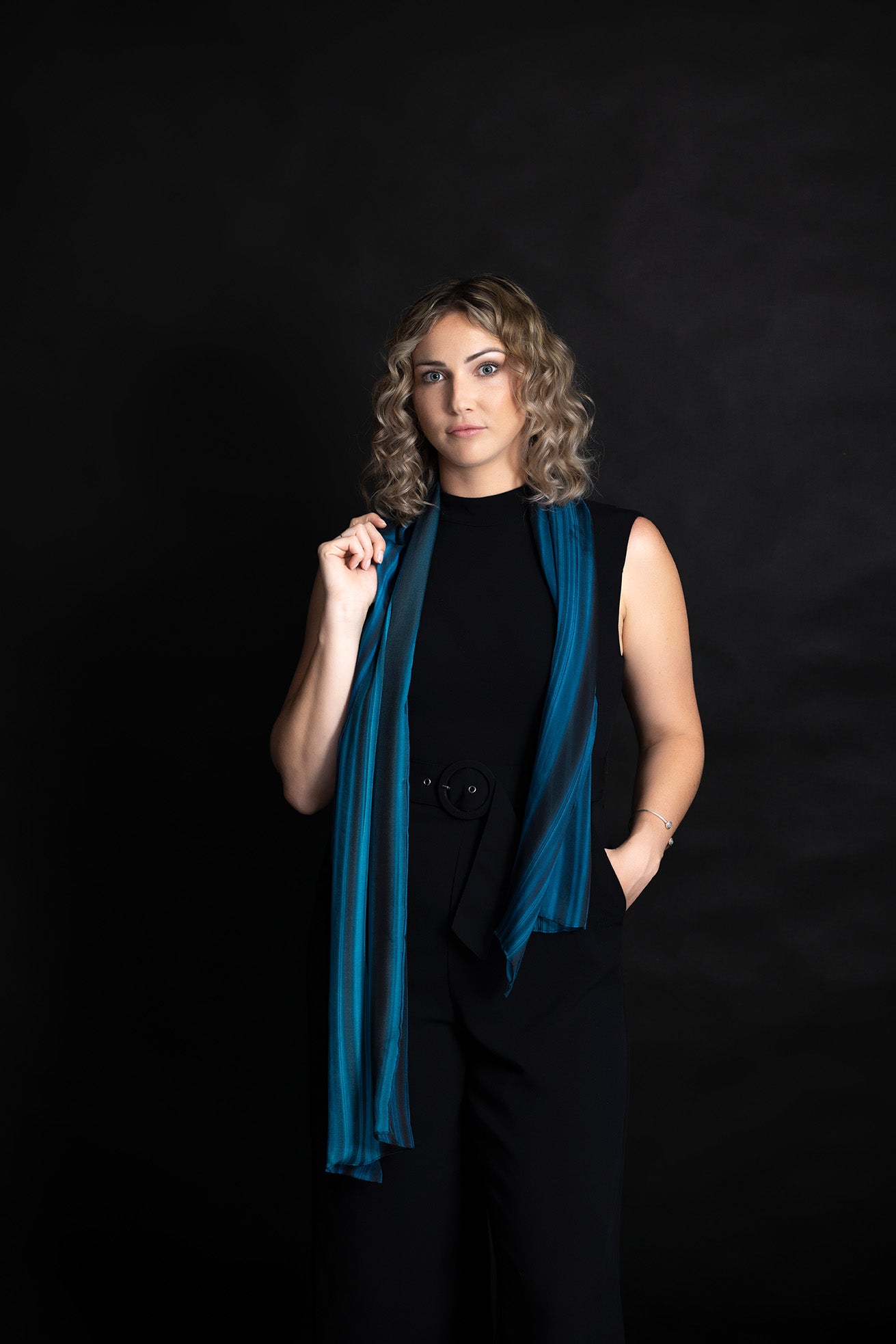 Silk Scarf Deep Blue Ocean Print 100% Silk Whitsundays 