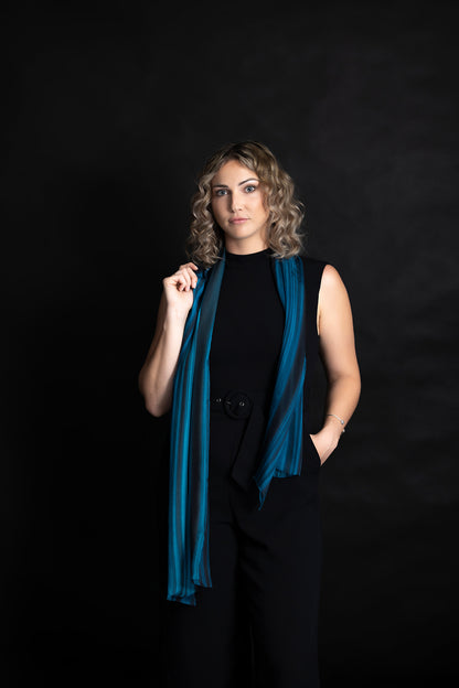 Silk Scarf Deep Blue Ocean Print 100% Silk Whitsundays 