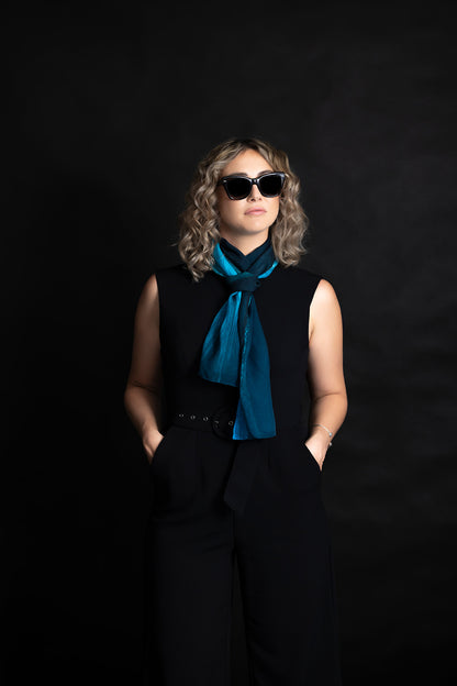 Silk Scarf Deep Blue Ocean Print 100% Silk Whitsundays