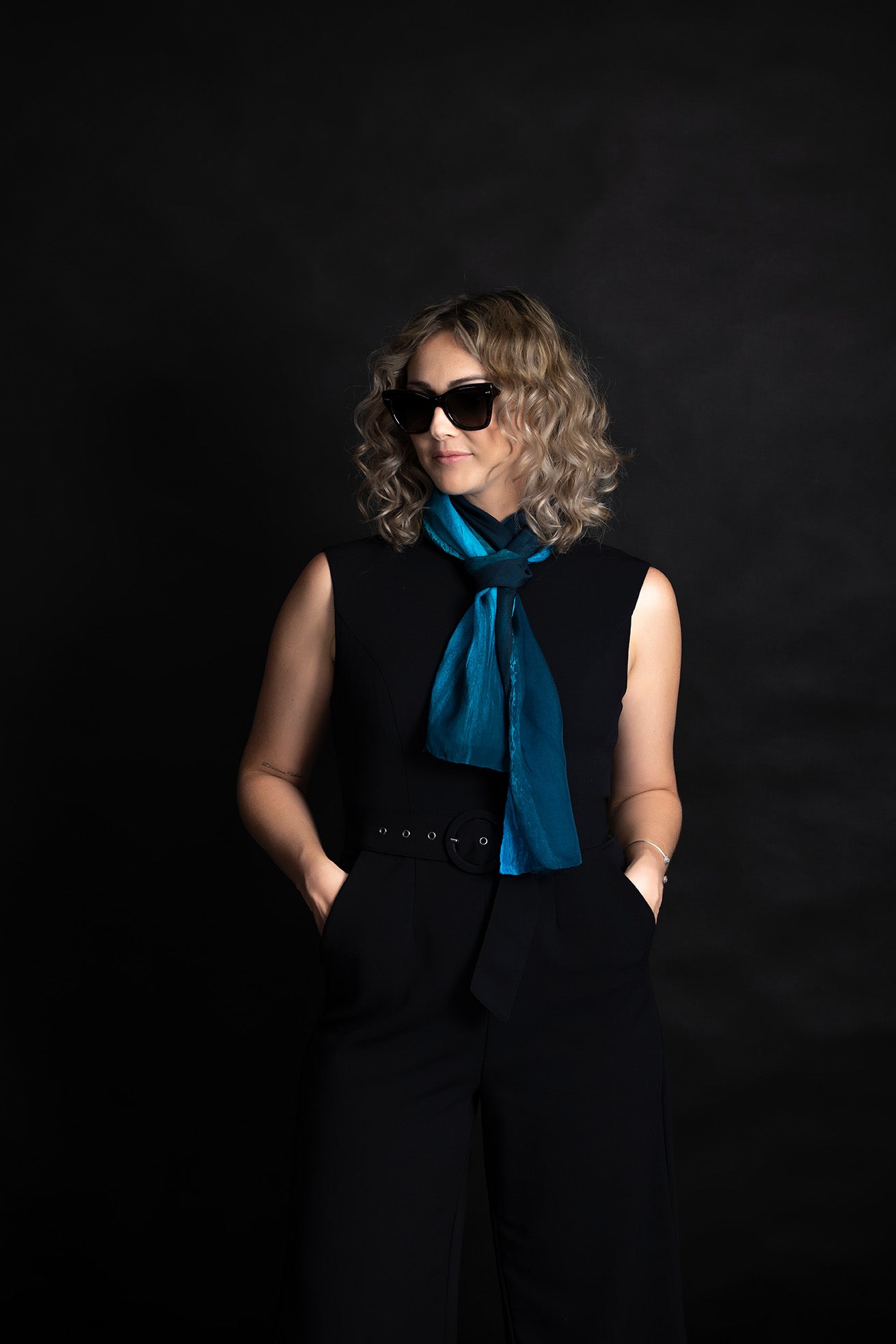 Silk Scarf Deep Blue Ocean Print 100% Silk Whitsundays 