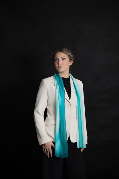 Silk Scarf Comet Ocean Print 100% Silk Whitsundays