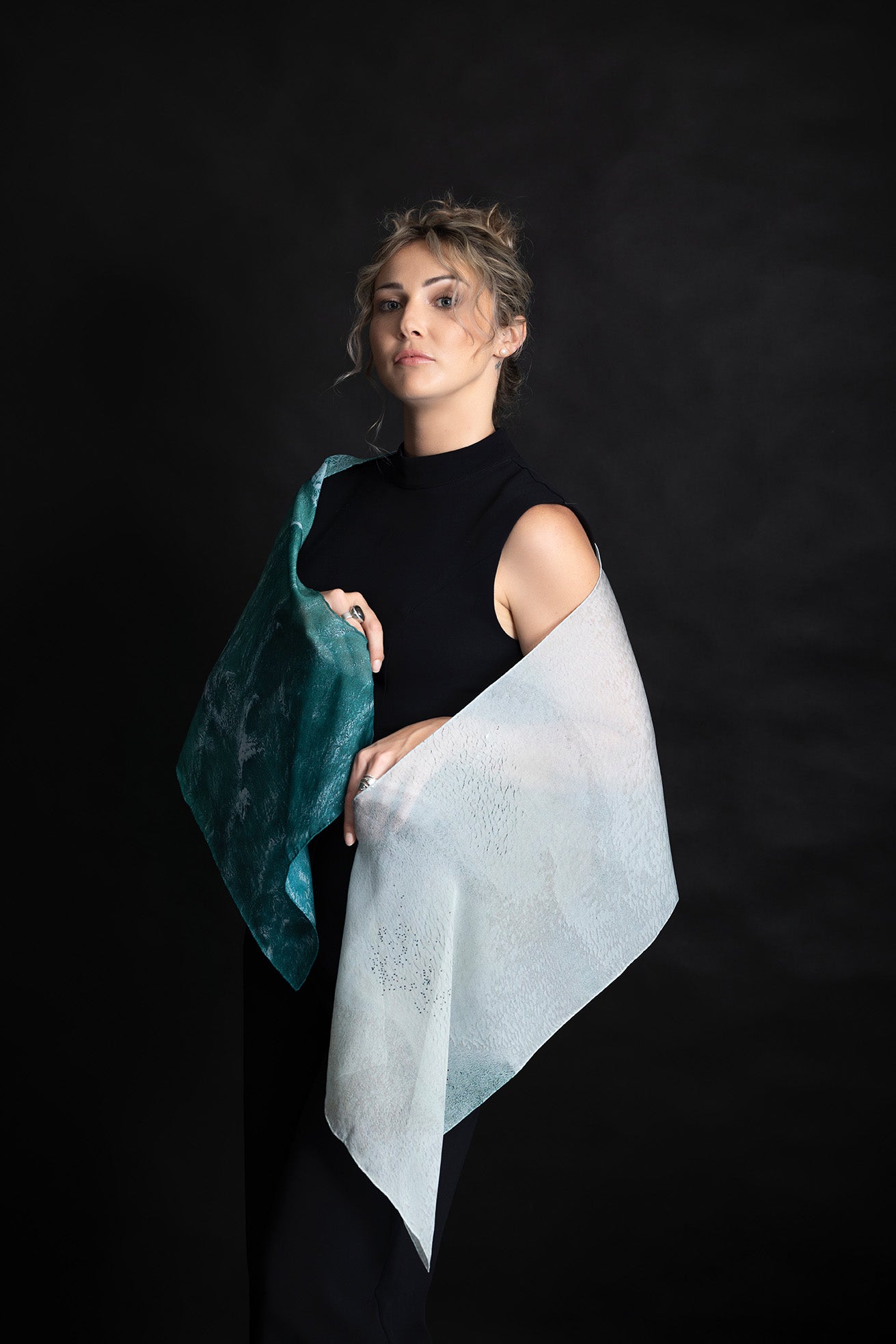 Silk Scarf White Waves  Ocean Print 100% Silk Whitsundays 