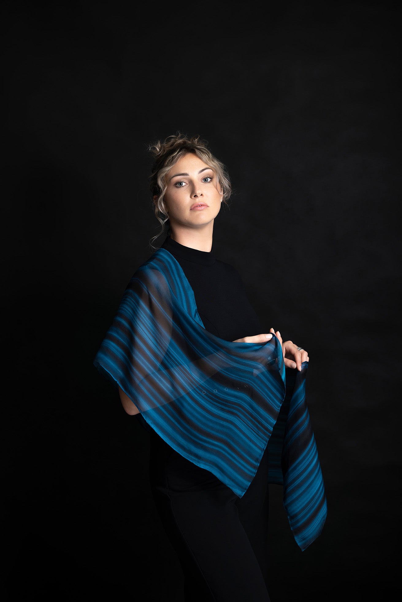 Silk Scarf Deep Blue Ocean Print 100% Silk Whitsundays 