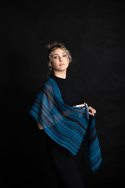 Silk Scarf Deep Blue Ocean Print 100% Silk Whitsundays 