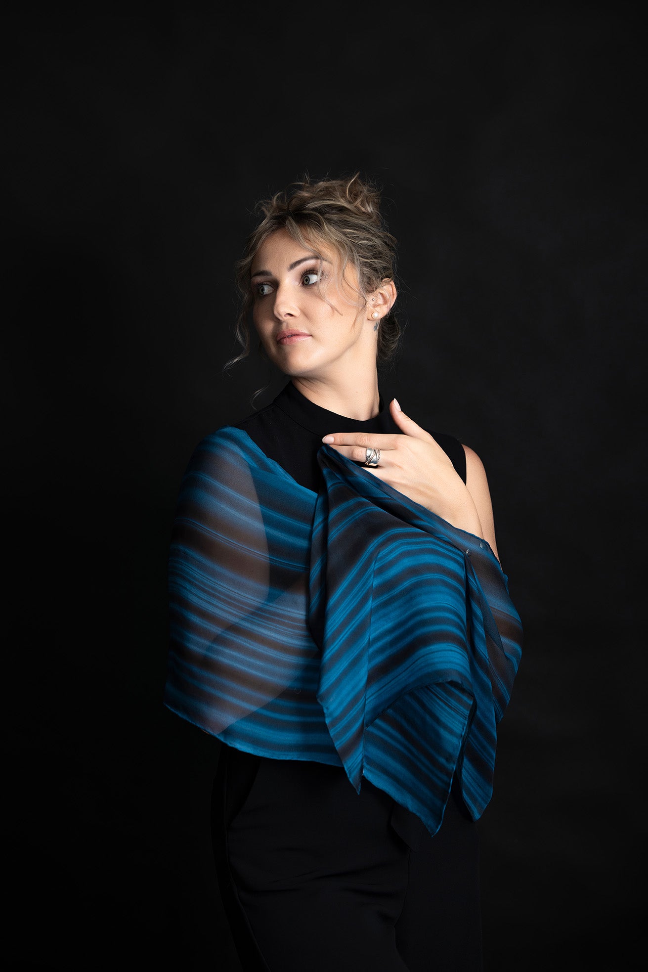 Silk Scarf Deep Blue Ocean Print 100% Silk Whitsundays 