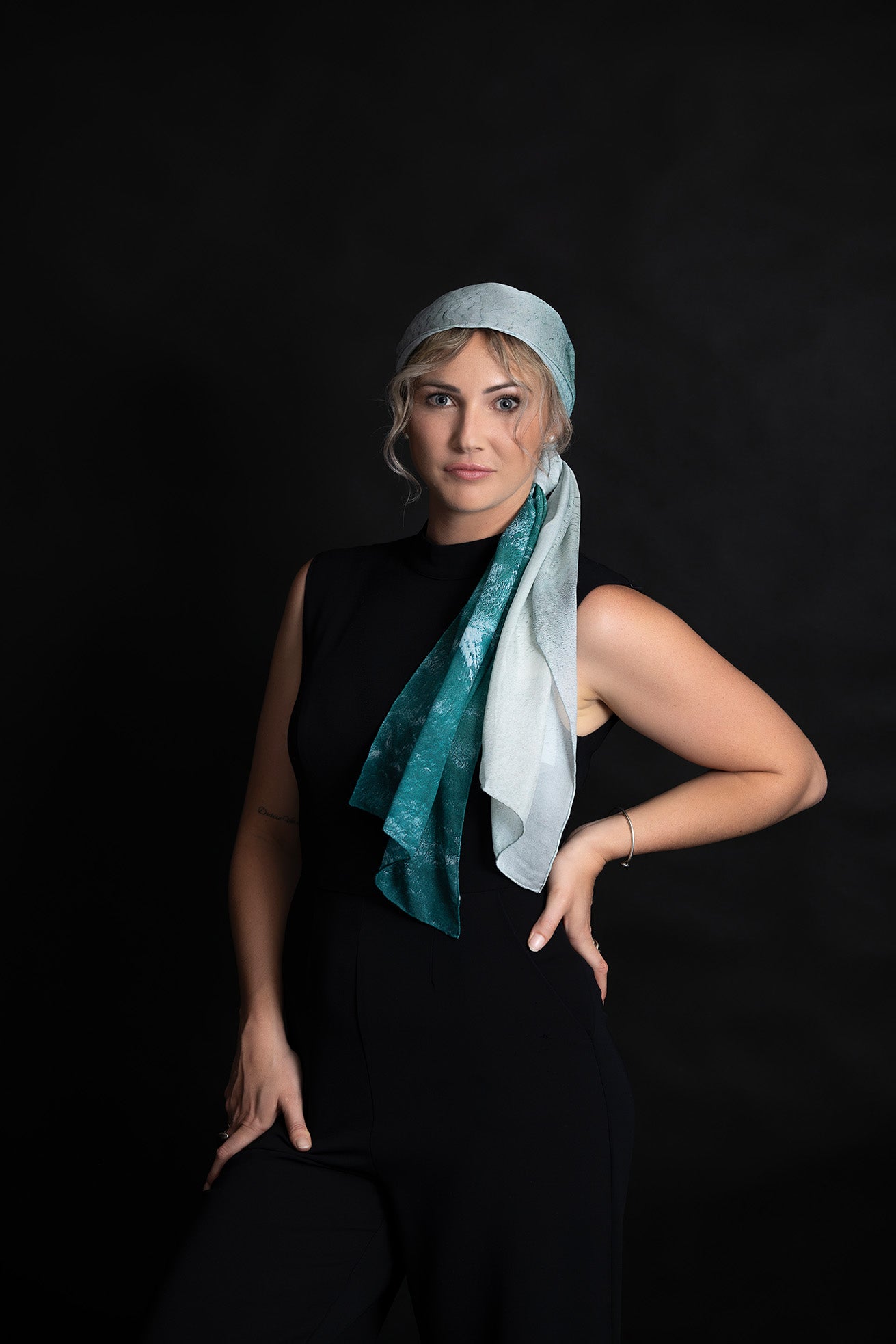 Silk Scarf White Waves  Ocean Print 100% Silk Whitsundays 