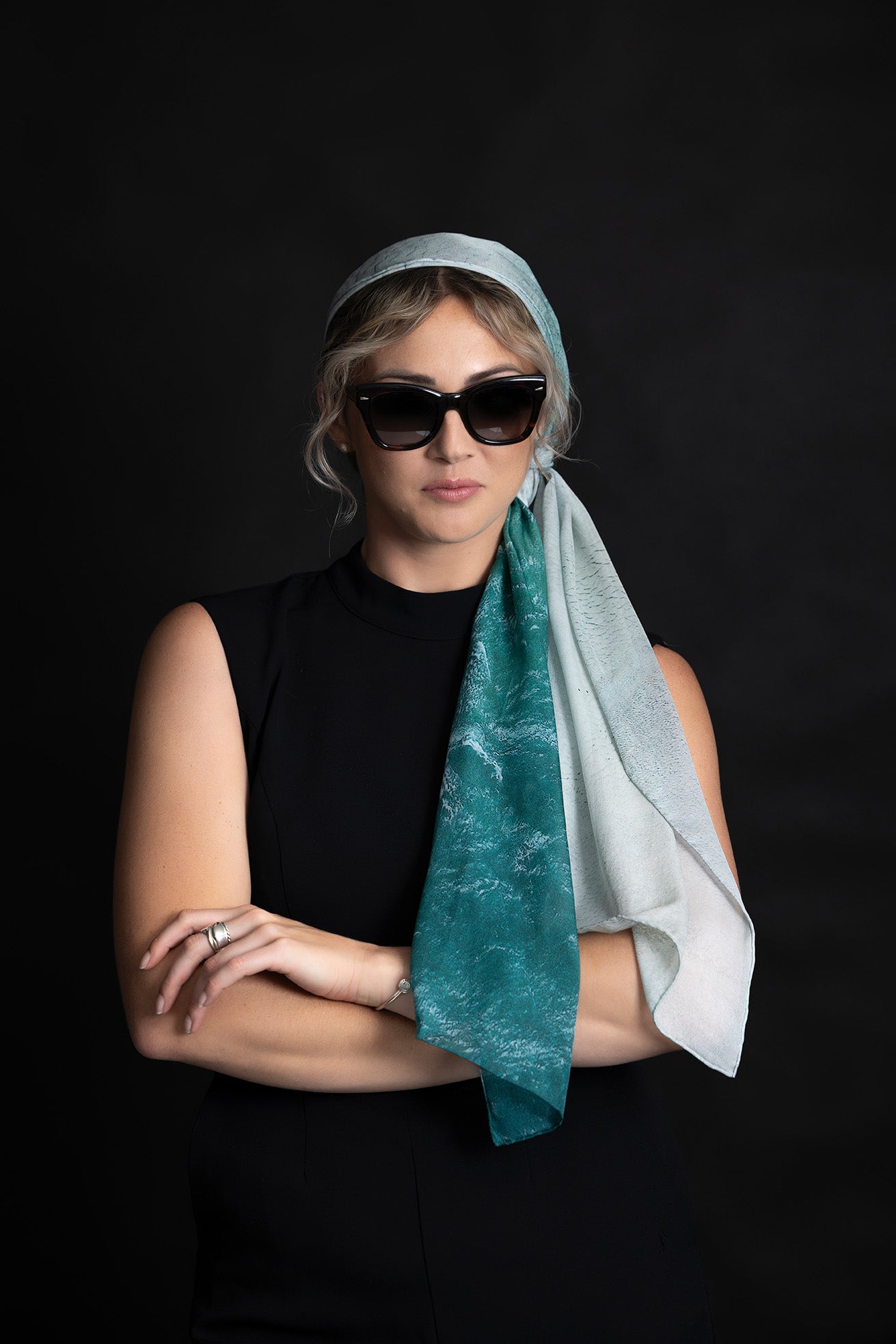 Silk Scarf White Waves  Ocean Print 100% Silk Whitsundays 